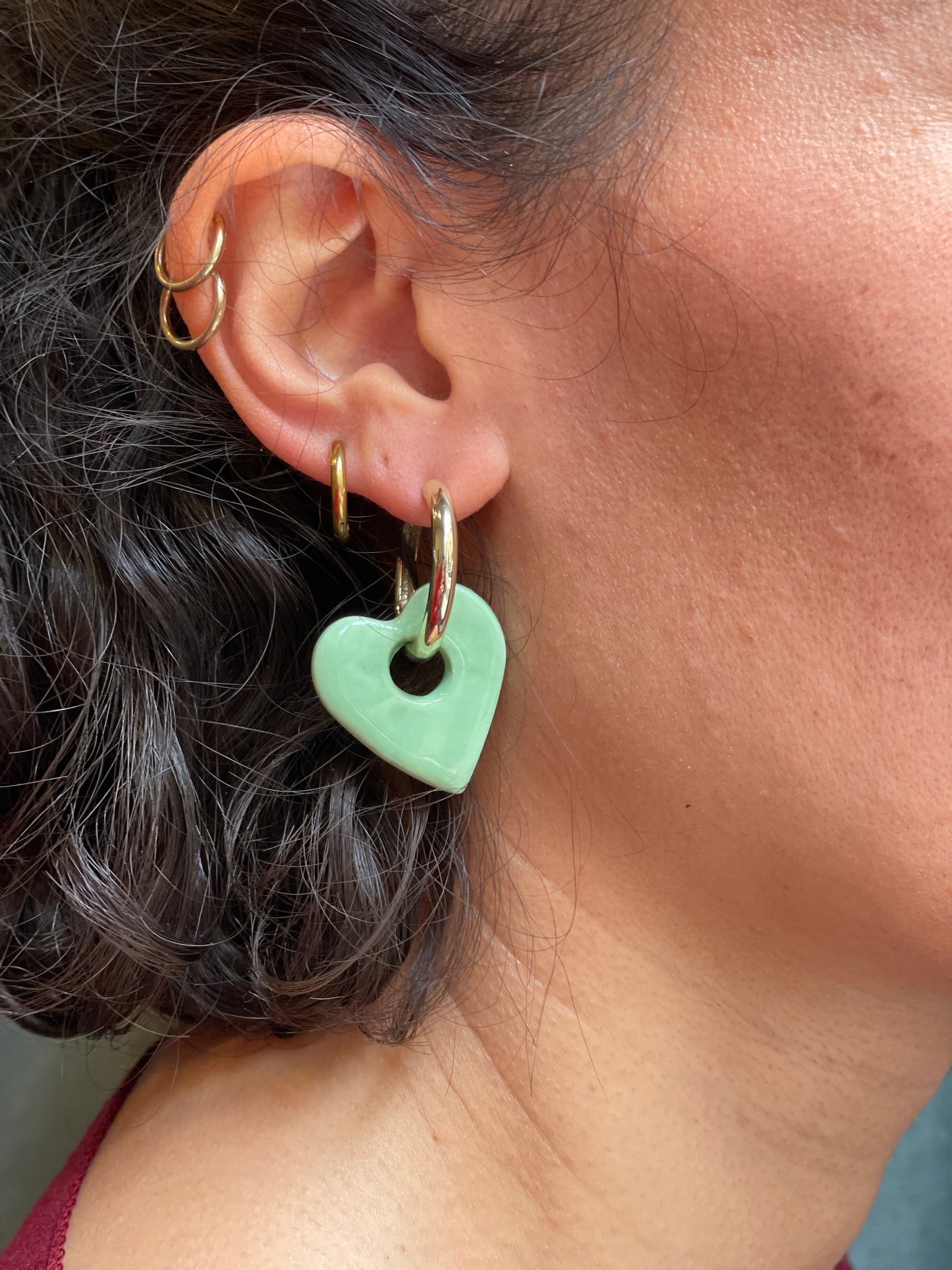 Orecchini cuore verde acqua