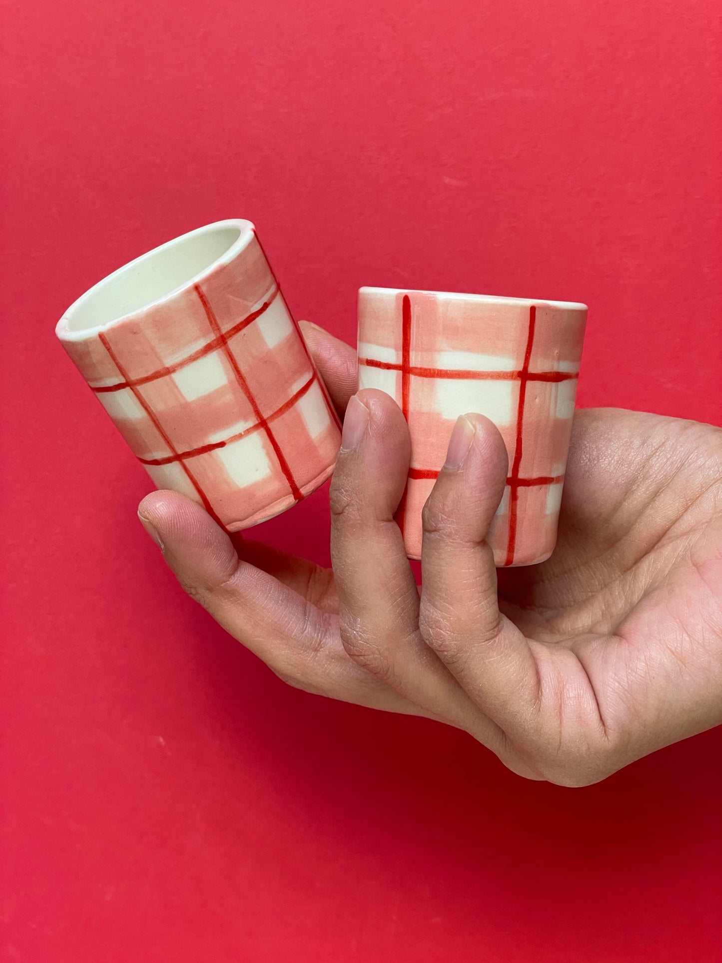 Coppia tazzine quadri rosa