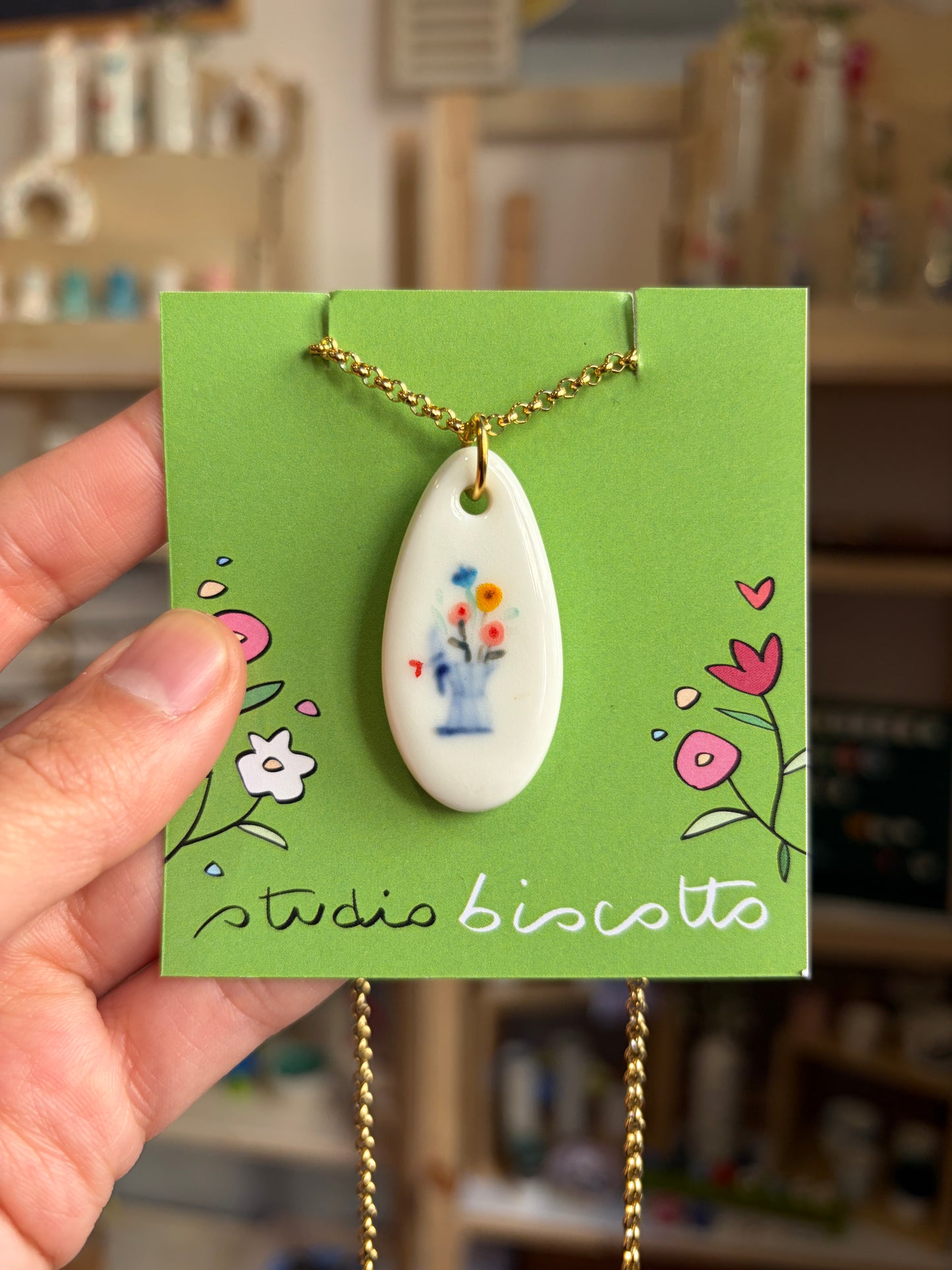 collana ciondolo Caffettiera fiorita