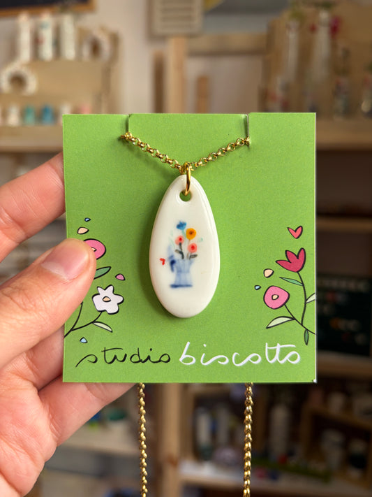 collana ciondolo Caffettiera fiorita
