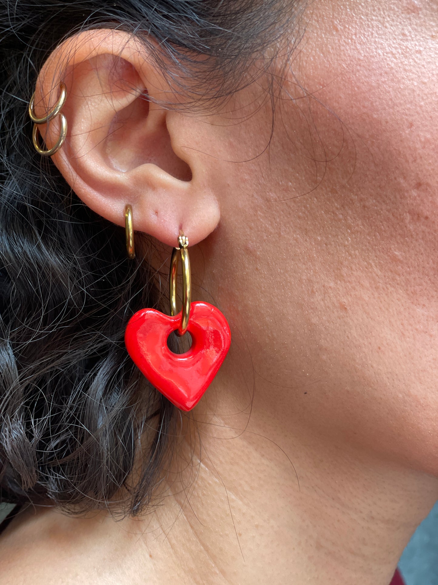 Orecchini cuore rosso