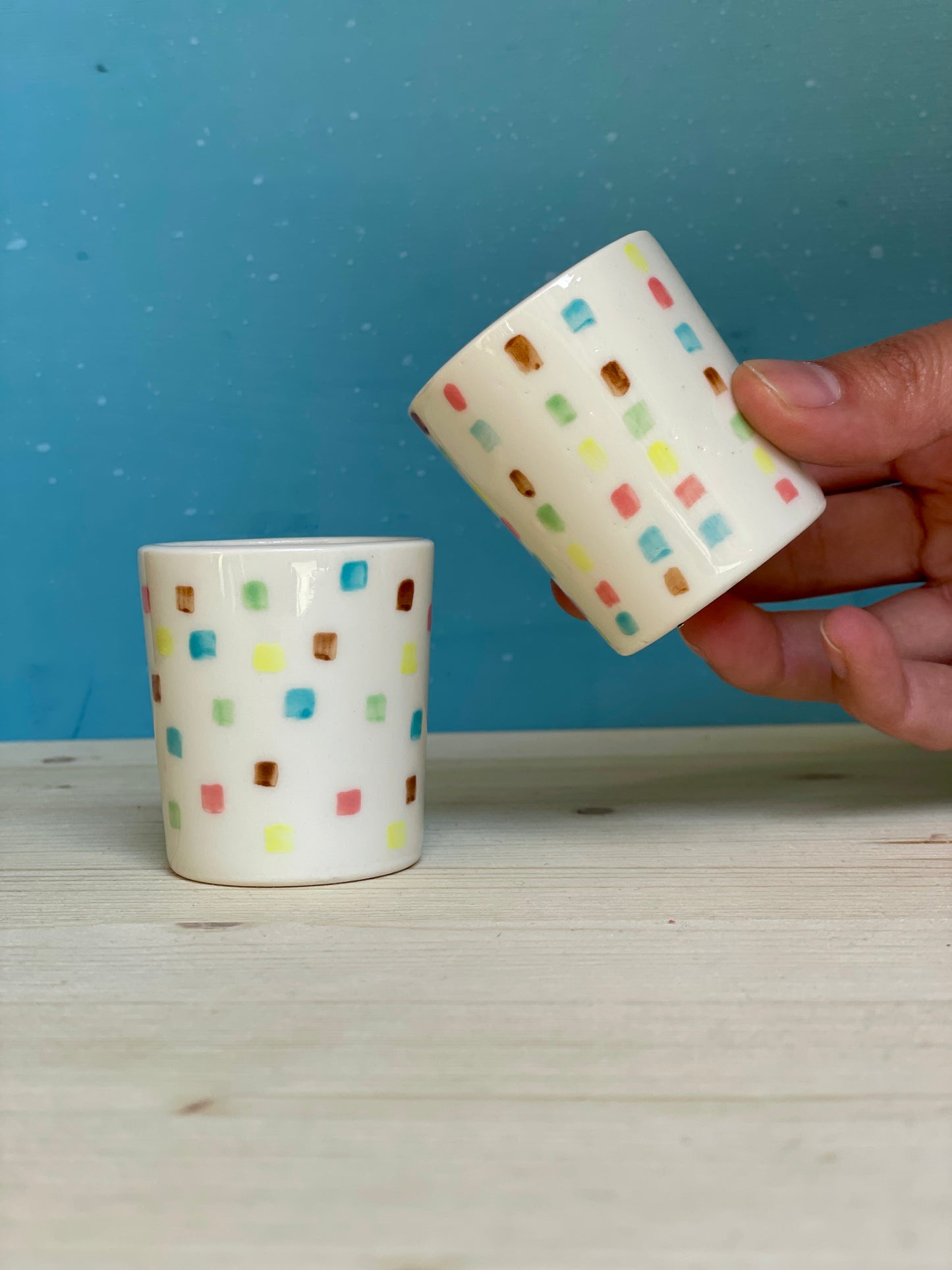 Coppia tazzine porcellana quadratini