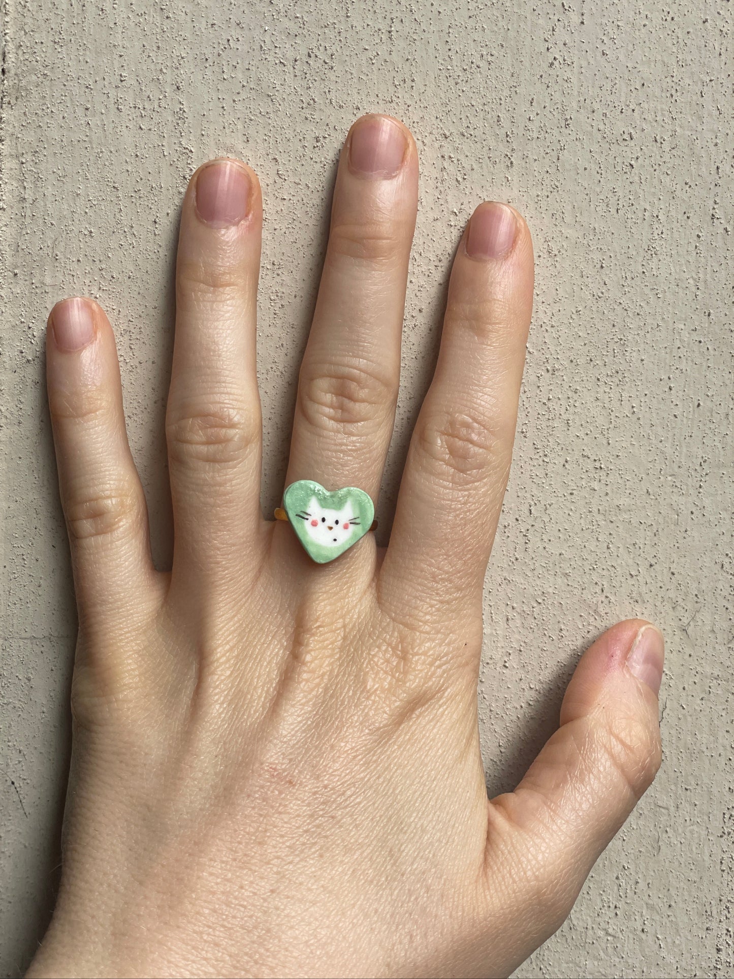 Anello gattino verde acqua