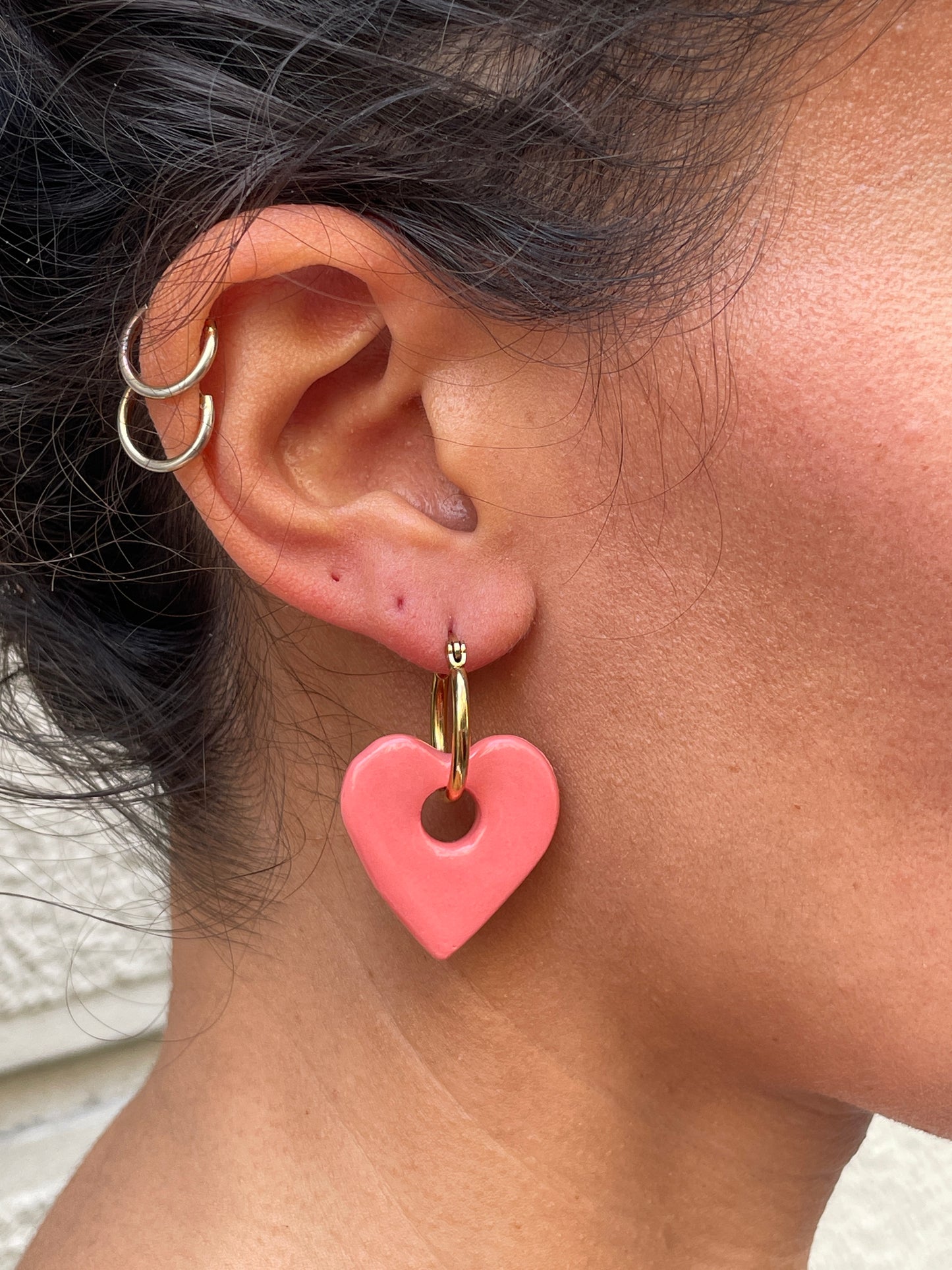 Orecchini cuore corallo