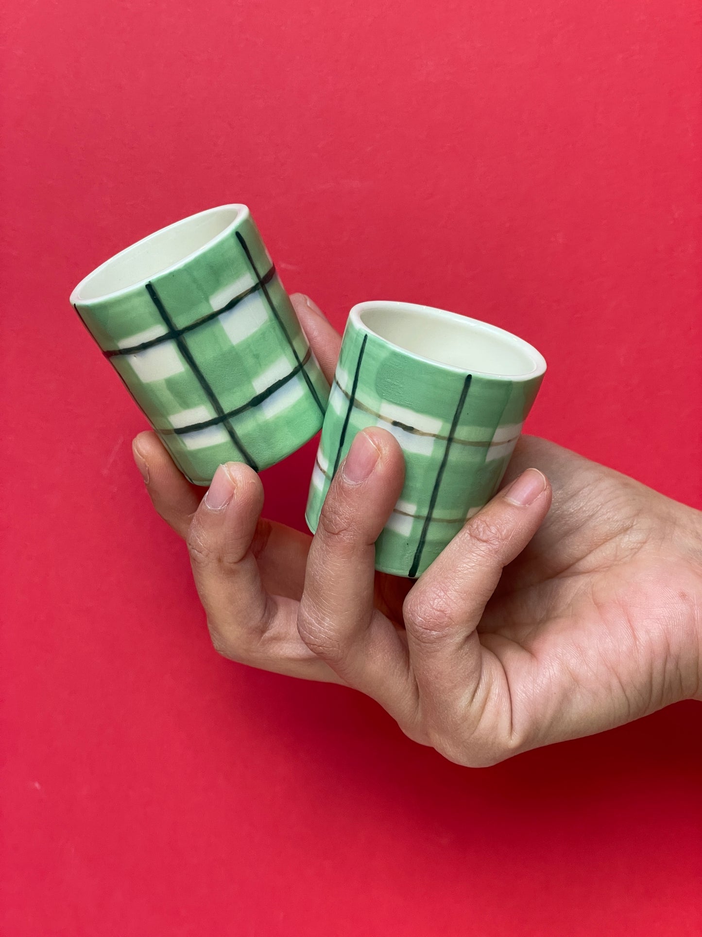 Coppia tazzine quadri verdi