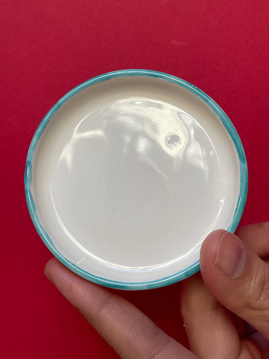 Piattino porcellana bordo azzurro