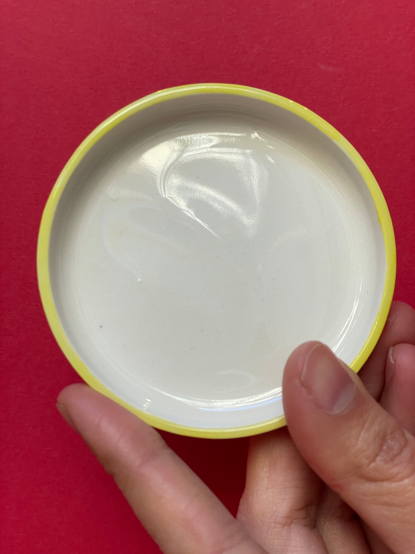 Piattino porcellana bordo giallo